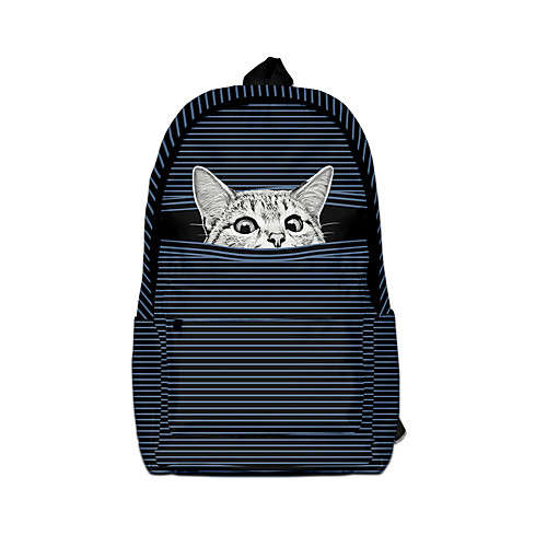 

Unisex Nylon School Bag 3D Large Capacity Waterproof Zipper Animal School Backpack Blue Light Gray Drak Red