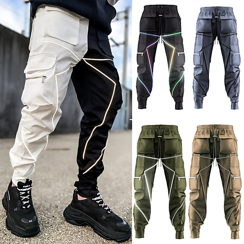 

Men's Sweatpants Joggers Tactical Cargo Pants Street Bottoms Drawstring Pocket Reflective Strip Winter Fitness Gym Workout Running Jogging Exercise Moisture Wicking Breathable Soft Normal Sport