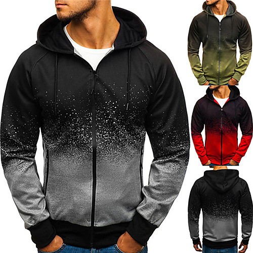 

Men's Full Zip Hoodie Gradient Zipper Daily Fitness Sportswear Basic Hoodies Sweatshirts Red Army Green Gray