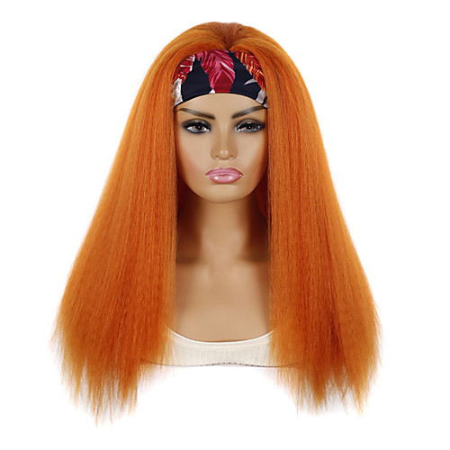 

ice silk hair band wig headgear orange yellow yaki pattern corn beard wig headgear hair band african female long hair headgear