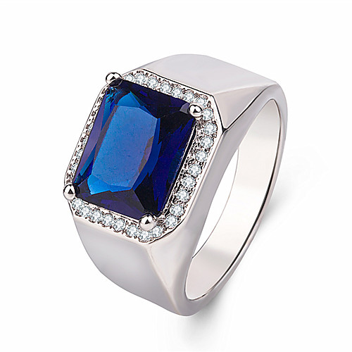 

blue corundum sapphire open men's ring silver-plated platinum-plated tanzanite live men's ring