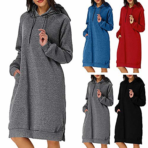 

hengshikeji hoodie midi dress for women with plus size