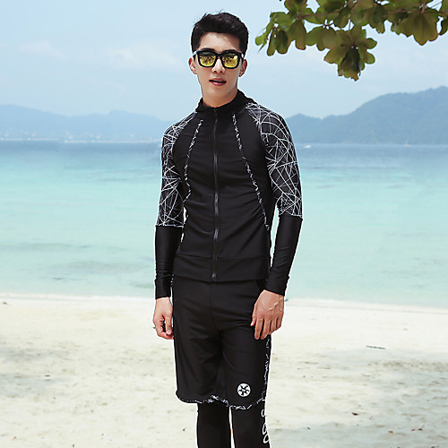

Men's Rash Guard Dive Skin Suit Spandex Swimwear Quick Dry Breathable Long Sleeve 3-Piece - Swimming Diving Surfing Autumn / Fall Spring Summer