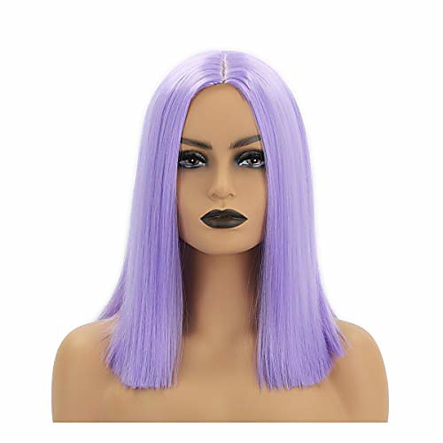 

newluyang purple bob wig straight hair synthetic colorful cosplay wig for women lavender wigs for party halloween costume cosplay