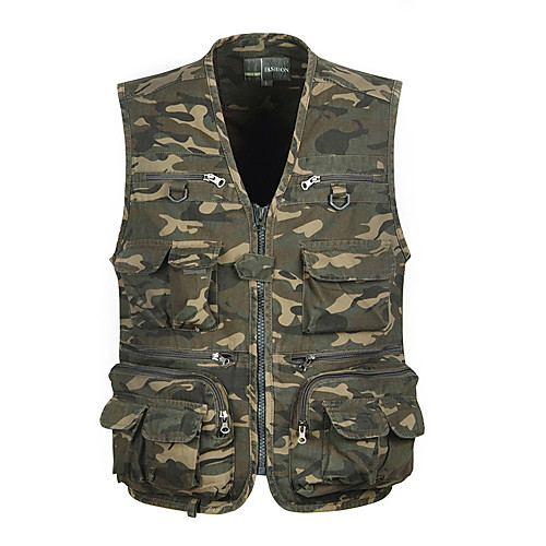 

Men's Hunting Gilet Outdoor Breathable Wearable Comfortable Multi-Pockets Spring Summer Camo Cotton Polyester Camouflage