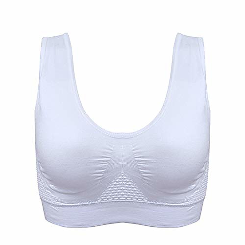 

hdgtsa women athletic running sports bra fitness seamless padded ultra-thin large bras tank tops(c white,l)