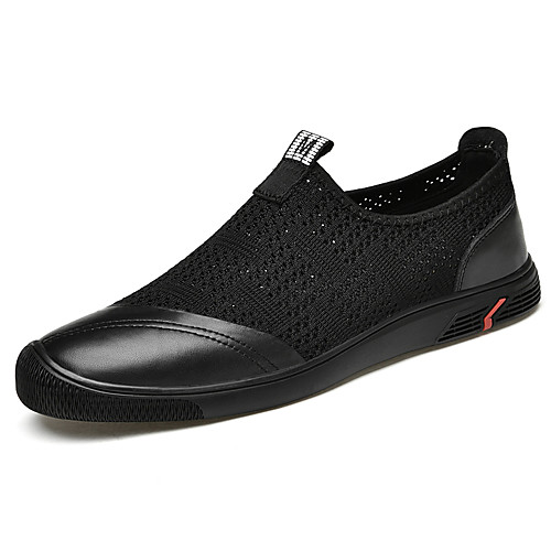 

Men's Loafers & Slip-Ons Casual Classic British Daily Office & Career Mesh Breathable Non-slipping Wear Proof Black Khaki Spring Summer