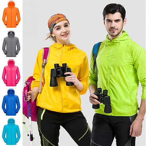 

Women's Men's Waterproof Hiking Jacket Hiking Skin Jacket Hiking Windbreaker Outdoor Solid Color Packable Lightweight Breathable Quick Dry Jacket Hoodie Top Hunting Fishing Climbing White Black
