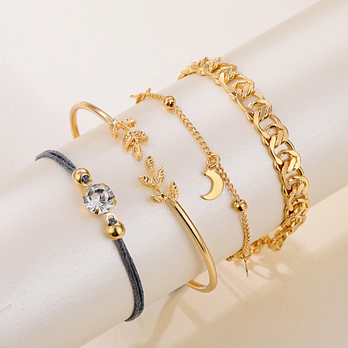 

rhinestone bracelet set 4-piece set simple alloy metal chain bracelet