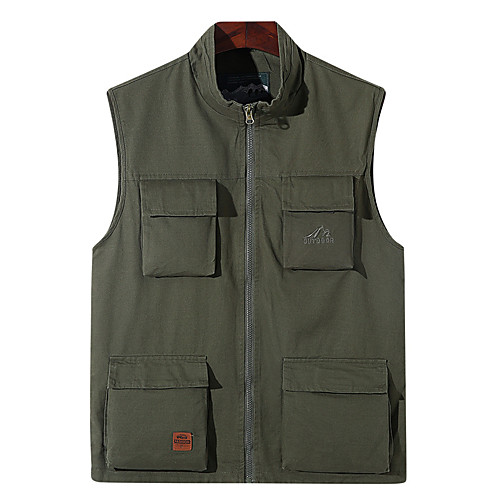 

Men's Hiking Vest / Gilet Fishing Vest Winter Outdoor Lightweight Breathable Wear Resistance Multi Pocket Vest / Gilet Top Single Slider Camping / Hiking Hunting Fishing Black Red Army Green Khaki