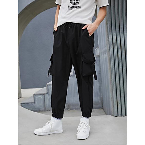 

Men's Cargo Casual / Sporty Chinos Tactical Cargo Pants Solid Color Black