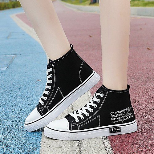 

Women's Sneakers Flat Heel Round Toe Rubber Solid Colored White Black Army Green
