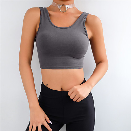 

Women's Tank Top Crop Top Tee / T-shirt Crop Top U Neck Cotton Solid Color Sport Athleisure Top Sleeveless Breathable Soft Comfortable Everyday Use Casual Daily Outdoor Exercising / Summer