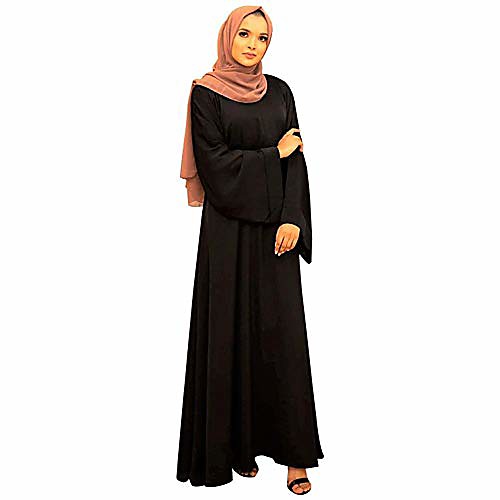 

hzux casual muslim women's long dress women dubai dress kaftan abayas tie front islamic abaya black