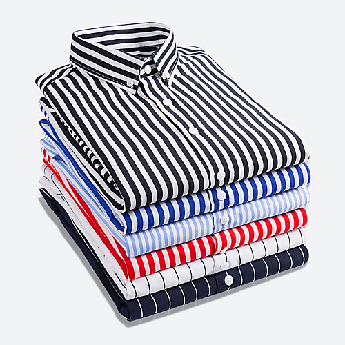 

Men's Shirt Other Prints Striped Print Long Sleeve Casual Tops Business Simple White Black Red