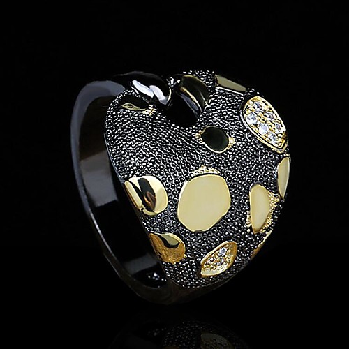 

Ring AAA Cubic Zirconia Mismatched Black Brass Floral Theme Statement Unique Design Fashion 1pc 6 7 8 9 10 / Women's