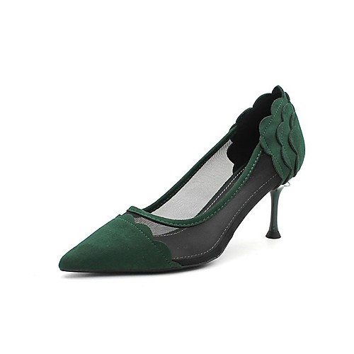

Women's Heels Pumps Pointed Toe Booties Ankle Boots Mesh Lace-up Solid Colored Black Green / Booties / Ankle Boots