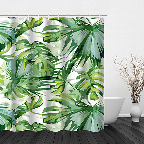 

Shower Curtain Water Proof Colorful Leaves/Landscape Pattern Home Bathroom Decor Polyester Fabric Mildew Resistant With Hooks 72 x 72 Inch