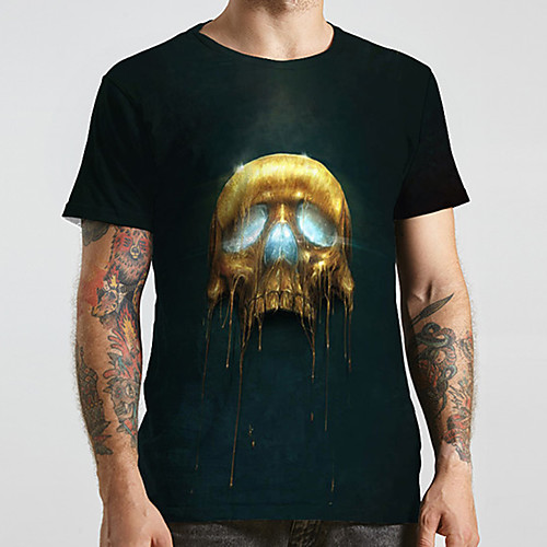 

Men's Unisex Tee T shirt 3D Print Graphic Prints Skull Plus Size Print Short Sleeve Casual Tops Fashion Designer Big and Tall Black