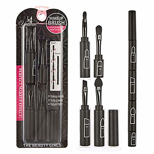 

makeup brush telescopic lip brush eyeliner concealer with lid lip brush 4-in-1 (color : black)