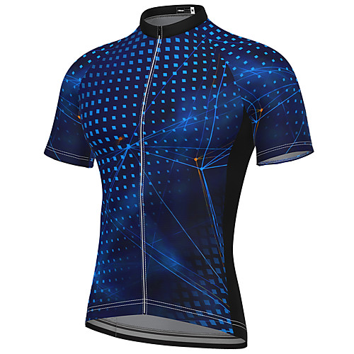 

21Grams Men's Short Sleeve Cycling Jersey Spandex Blue Green Polka Dot Bike Top Mountain Bike MTB Road Bike Cycling Breathable Quick Dry Sports Clothing Apparel / Athleisure