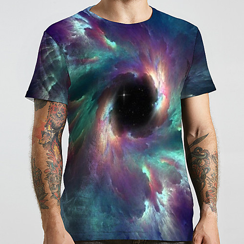 

Men's Unisex Tee T shirt 3D Print Galaxy Graphic Prints Plus Size Print Short Sleeve Casual Tops Basic Designer Big and Tall Rainbow