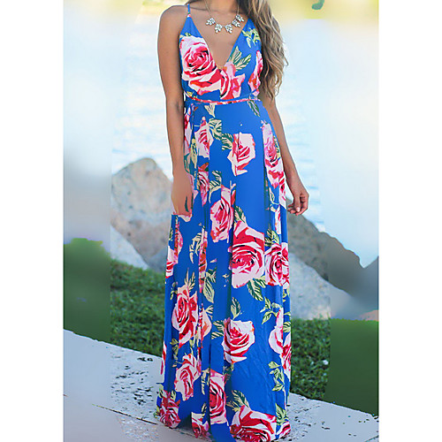 

Women's Strap Dress Maxi long Dress Multicolor_1 White Blue Purple Red Yellow Blushing Pink Wine Army Green Light Brown Sleeveless Floral Striped Print Summer Elegant Casual 2021 S M L XL XXL 3XL