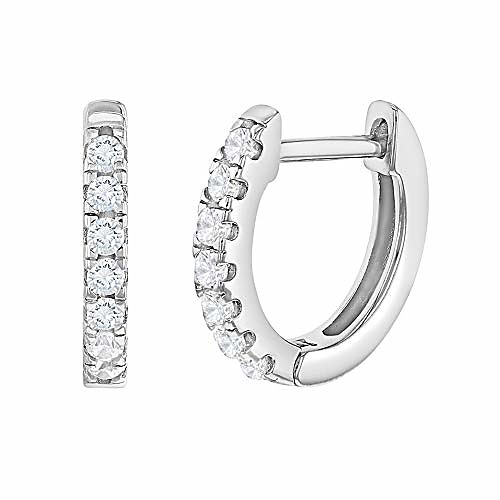 

925 sterling silver classic hoop huggie earrings for young girls - popular small hoop earrings for toddlers & young girls with shimmering cubic zirconia stones