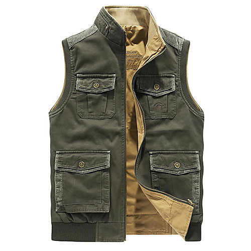 

Men's Hiking Vest / Gilet Fishing Vest Winter Outdoor Lightweight Breathable Wear Resistance Multi Pocket Vest / Gilet Top Single Slider Camping / Hiking Hunting Fishing Black Red Army Green Khaki