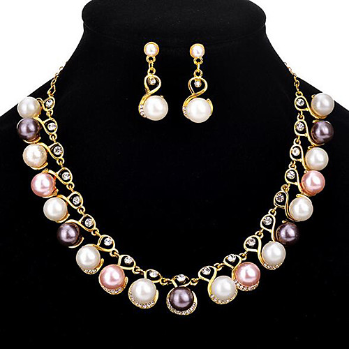 

Women's Jewelry Set Bridal Jewelry Sets Cut Out Precious Fashion Imitation Pearl Gold Plated Earrings Jewelry Rainbow For Christmas Wedding Party Evening Gift Formal 1 set