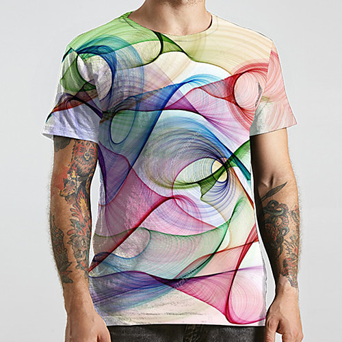 

Men's Unisex Tee T shirt 3D Print Graphic Prints Geometry Plus Size Print Short Sleeve Casual Tops Basic Designer Big and Tall Rainbow