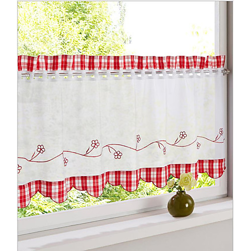 

foreign trade genuine imitation cotton and gauze plaid cloth embroidered coffee curtain small kitchen curtains manufacturer sales 34/226