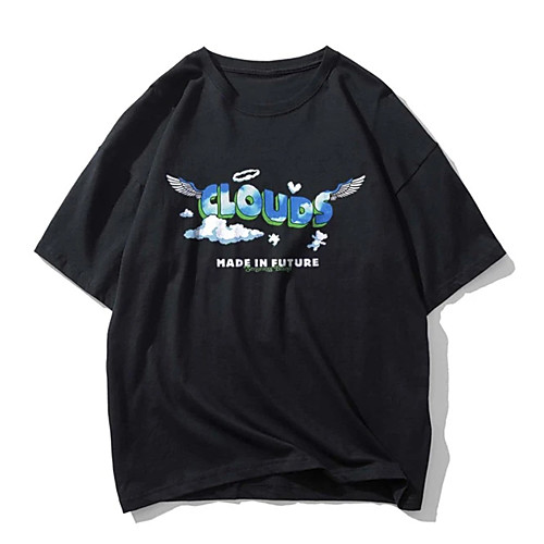 

Men's Tee T shirt Hot Stamping Graphic Prints Letter Print Short Sleeve Casual Tops 100% Cotton Basic Designer Big and Tall Black