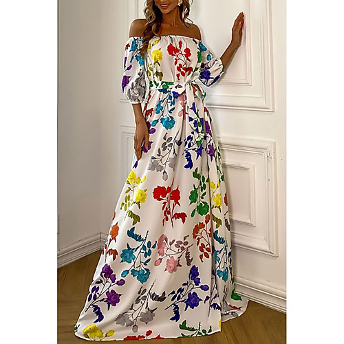 

summer fashion temperament gather wealth printing is thin white temperament commuter long skirt suspender type high waist fashion dress