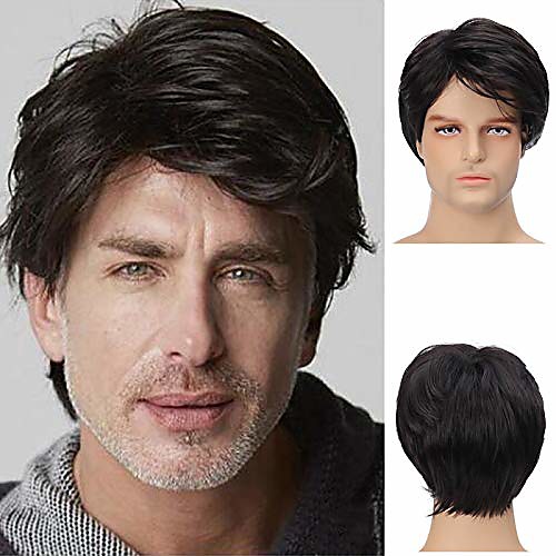 

Men's Short Wig Layered Men's Wig Synthetic Wig Heat Resistant Cosplay Halloween Party with Wig