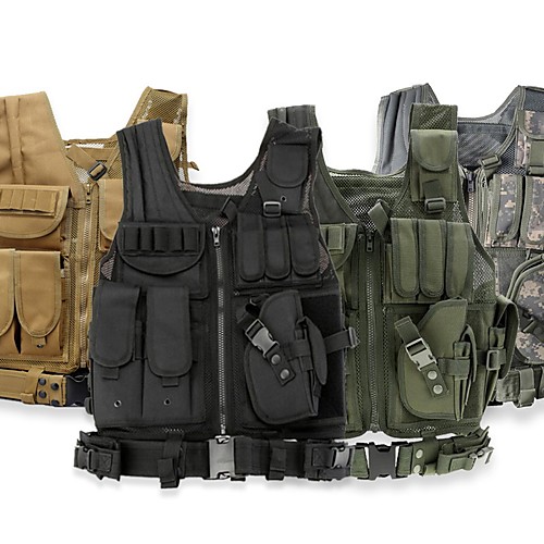 

Men's Hunting Gilet Outdoor Breathable Wearable Comfortable Multi-Pockets Spring Summer Solid Colored Camo Nylon Black Yellow Army Green