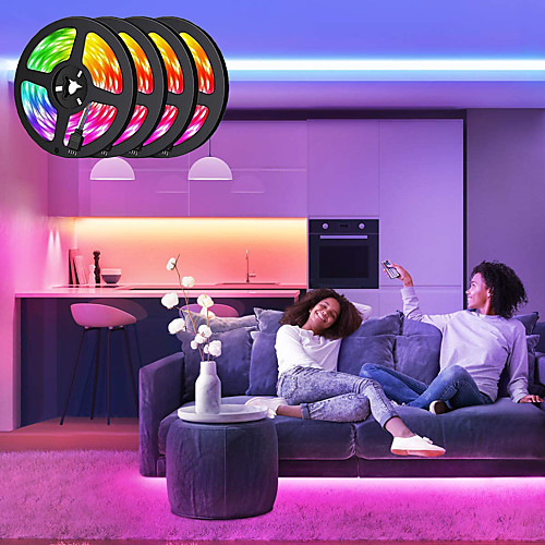

LED Strip Lights 4x5M RGB Tiktok Lights 5050 10mm 30 LEDs Meters 44Key IR Controller and 1x1 To 4 Cable Connnector with 10PCS Connecting line DC12V 140W