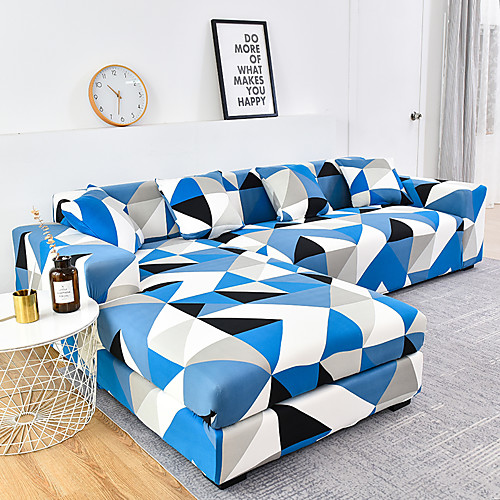 

1 Pc Geometric Blue Black White Lines Sofa Cover Elastic Sofa Cover To Living Room Pet Sofa Dust Cover Recliner Sofa Cover