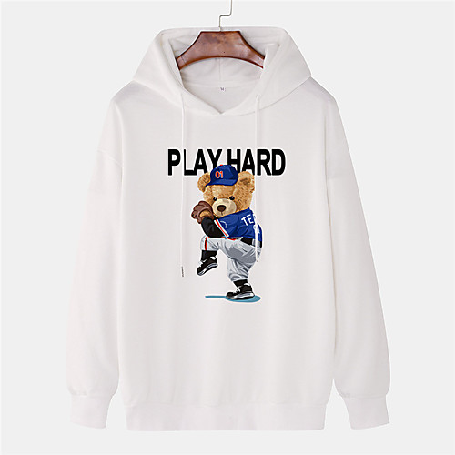 

Men's Pullover Hoodie Sweatshirt Cartoon Graphic Prints Bear 3D Sports & Outdoor Daily Sports Hot Stamping Basic Casual Hoodies Sweatshirts White Red Yellow