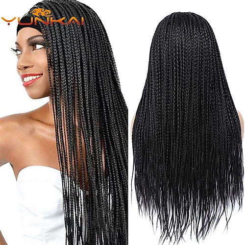 

box braided wigs african dirty braid black three-strand braided ice silk hair with headgear chemical fiber wig custom