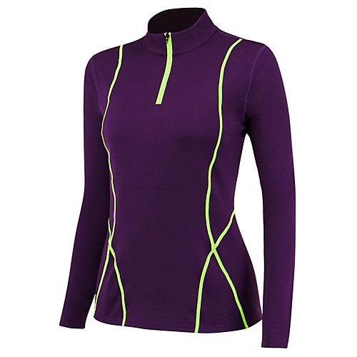 

Women's Yoga Top Winter Zipper Solid Color Violet RedBlack Black Blue Cyan Spandex Yoga Fitness Gym Workout Top Long Sleeve Sport Activewear Breathable Comfortable Freedom Stretchy