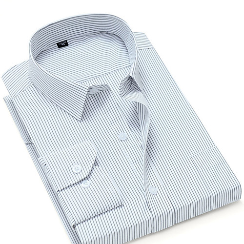 

Men's Shirt Other Prints Striped Plus Size Long Sleeve Daily Tops Business Basic White Black Blue