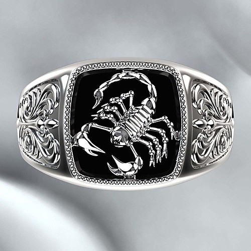 

scorpio embossed men's ring 925 silver plated poisonous scorpion anniversary ring