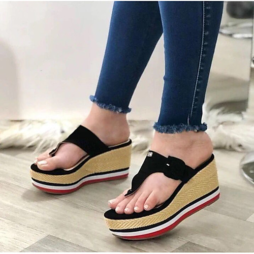 

Women's Sandals Wedge Heel Synthetics Solid Colored White Black Red