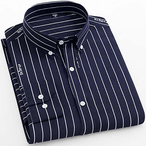 

Men's Shirt Other Prints Striped Long Sleeve Daily Tops Business Basic White Navy Blue Light Blue