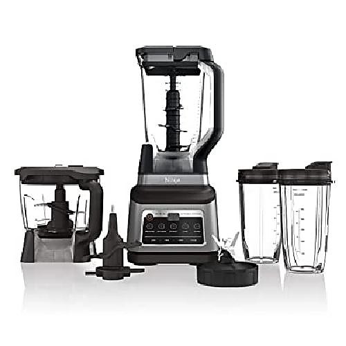 

ninja bn801 professional plus kitchen system with auto-iq, and 64 oz. max liquid capacity total crushing jug, in a black and stainless steel finish