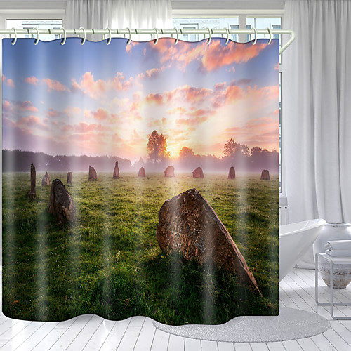 

Haze Sunset Digital Printing Shower Curtain Shower Curtains Hooks Modern Polyester New Design