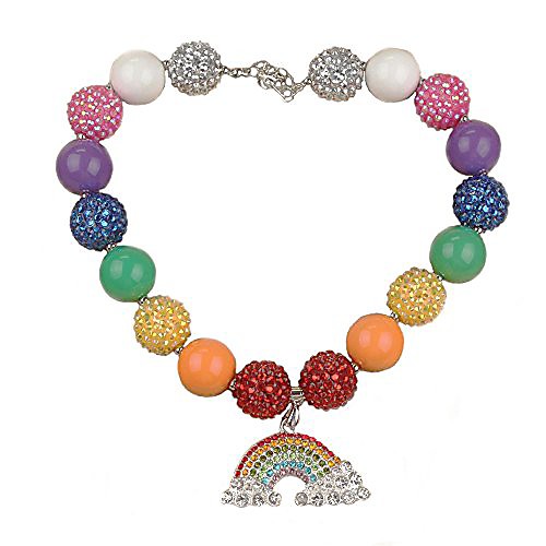 

habily rainbow chunky bubblegum necklace colorful fashion beads with gift box for baby girls