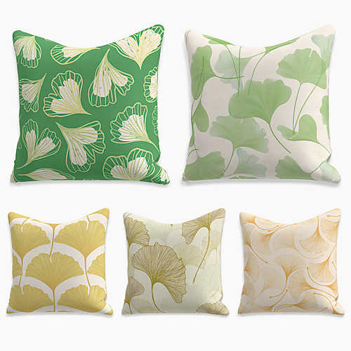 

Double Side Cushion Cover 5PC Linen Soft Decorative Square Throw Pillow Cover Cushion Case Pillowcase for Sofa Bedroom 45 x 45 cm (18 x 18 Inch) Superior Quality Machine Washable Print Plant