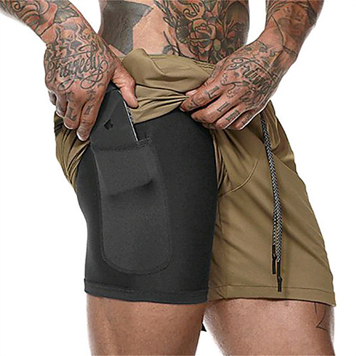 

Men's Casual / Sporty Athleisure Cycling Quick Dry Breathable Sports Daily Beach Chinos Shorts Pants Camouflage Solid Color Short Drawstring Elastic Waist ArmyGreen Army green camouflage Grey